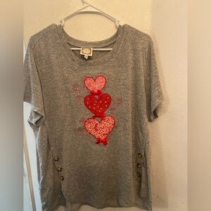 Gray Heart Design shirt with buttons